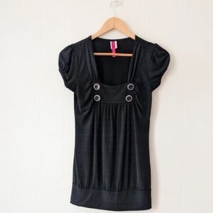 Black Button-Detail Women's Top